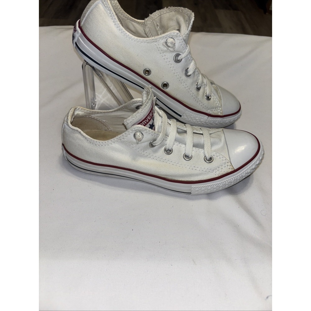 Converse All Star Low White Youth Size 2 Canvas Sneakers Classic Lace Up